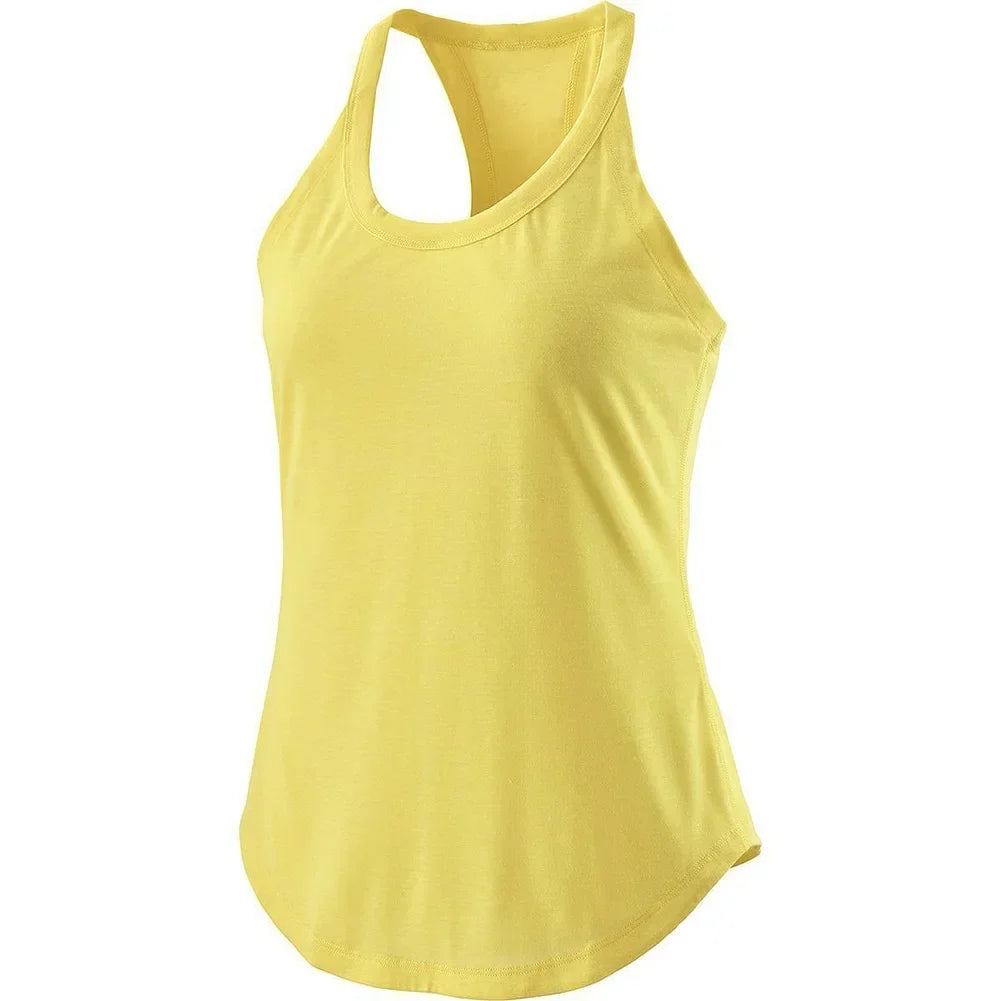 Women's Racerback Yoga Tank Top – Quick Dry Sleeveless Women's Yoga Tank Qme YL M