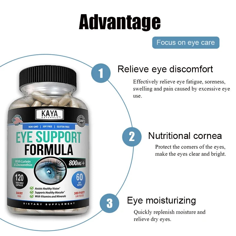 Eye Vitamins Lutein Zeaxanthin & Bilberry Extract | 30/60/120ct Eye Health Supplement Qst