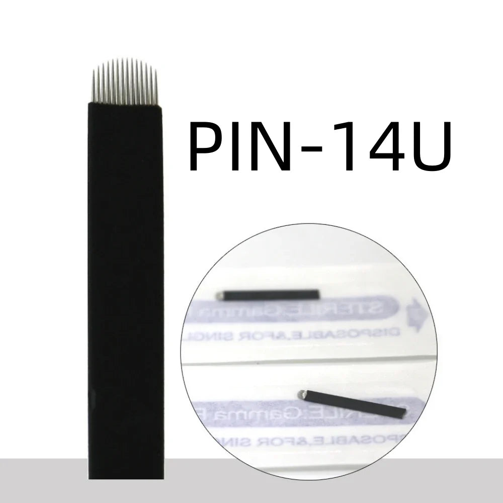 Qme Black Microblading Needles PMU Permanent Makeup Blades Microblading Needles Qme 14U Lot Of 50PCS