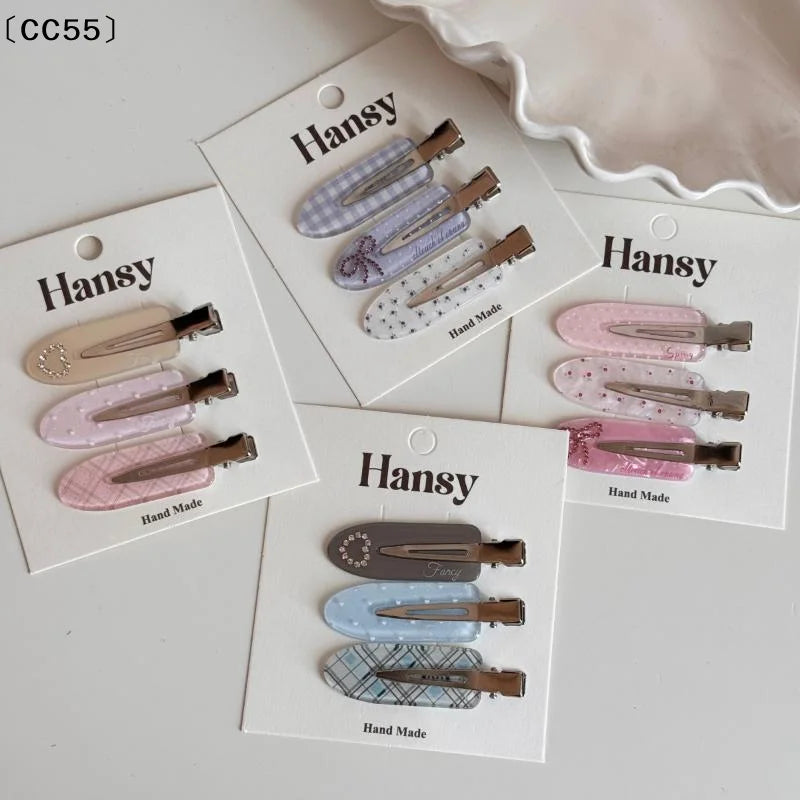 Korean Rhinestone Hairpin Set – Cute Side Bang Clips 3pcs Rhinestone Hair Clips Qst