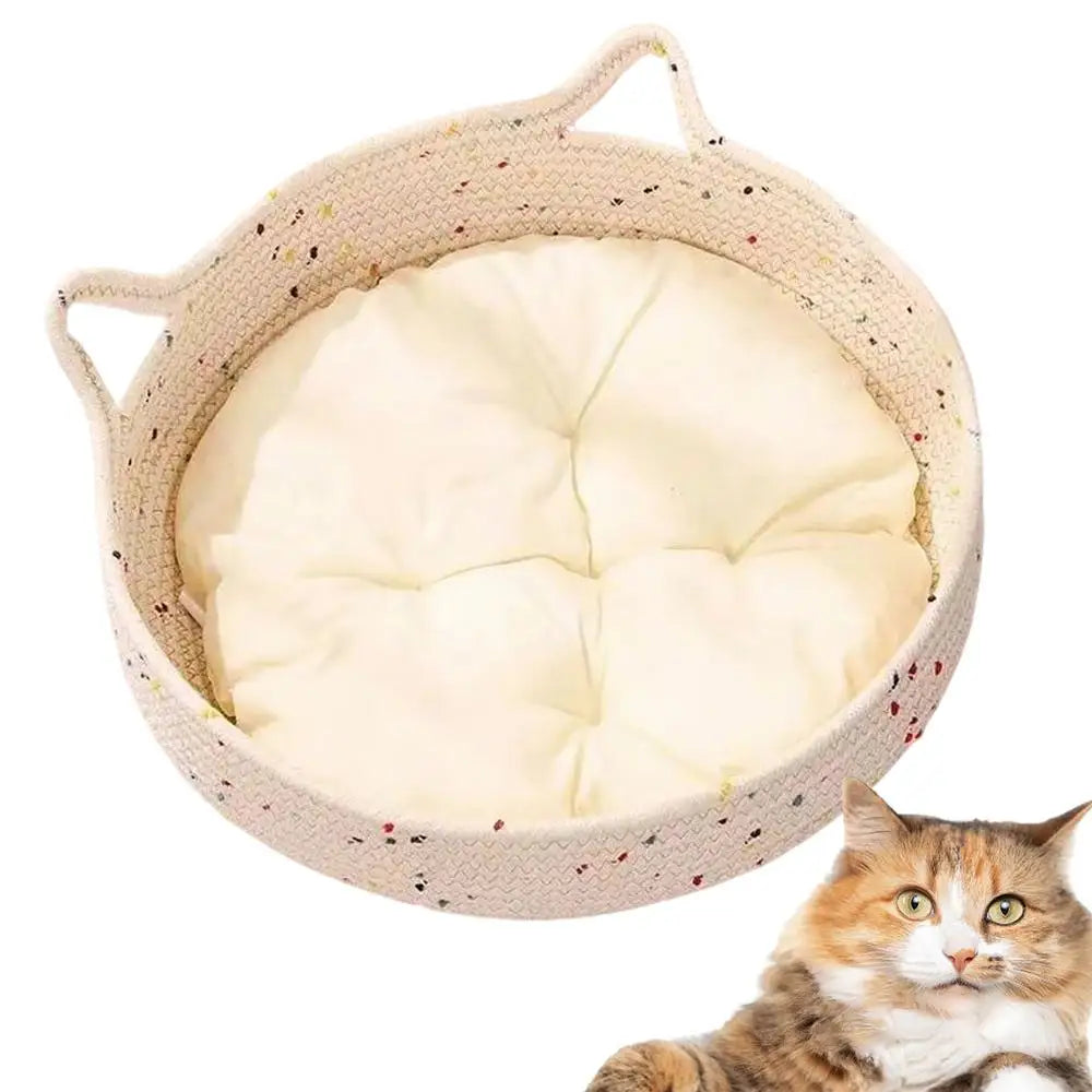 Round Cotton Rope Cat Bed – Cozy Nest Cushion for Cats Cat Nest Bed Qme A China Mainland