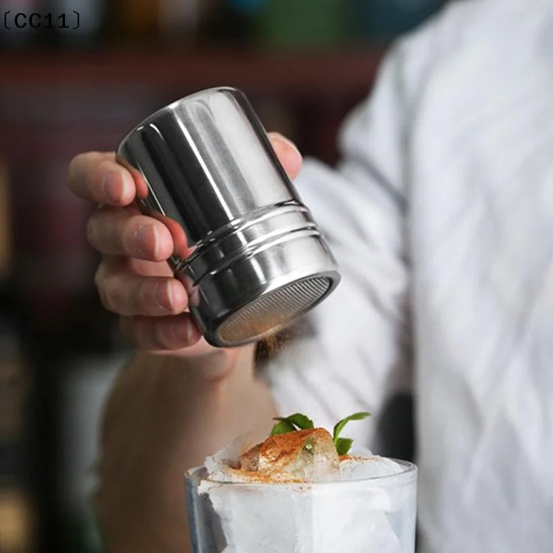 Stainless Steel Fine Mesh Cocoa Coffee Powder Duster & Cover Powder Duster Shaker Qme
