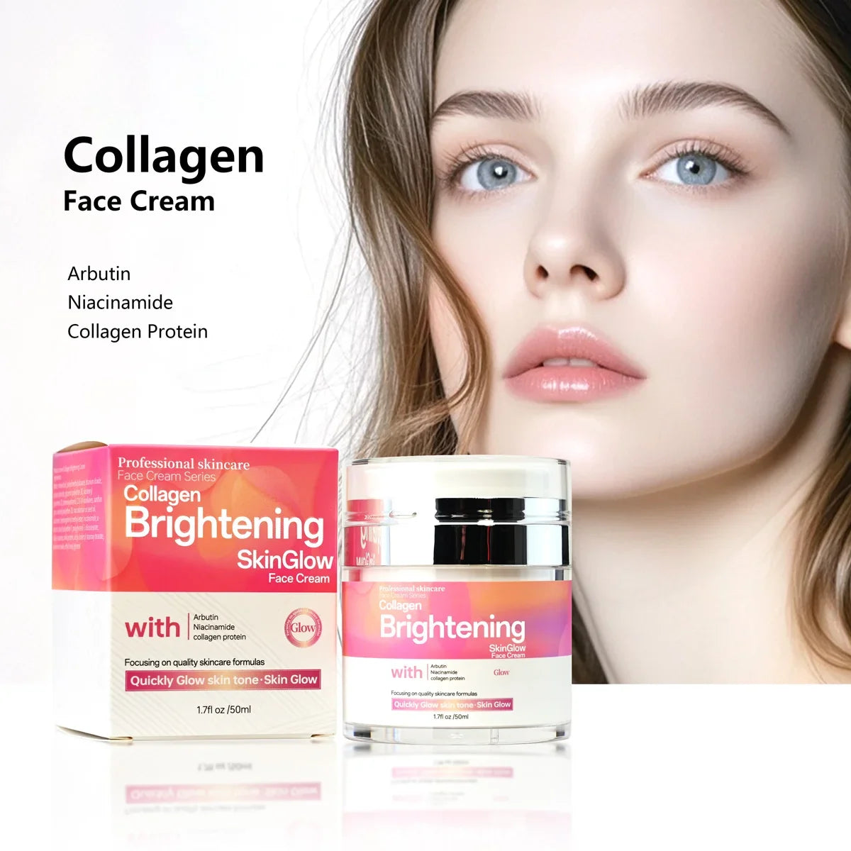 Collagen & Hyaluronic Acid Face Cream – Smoothing & Brightening Face Moisturizer Cream Qme 50ml