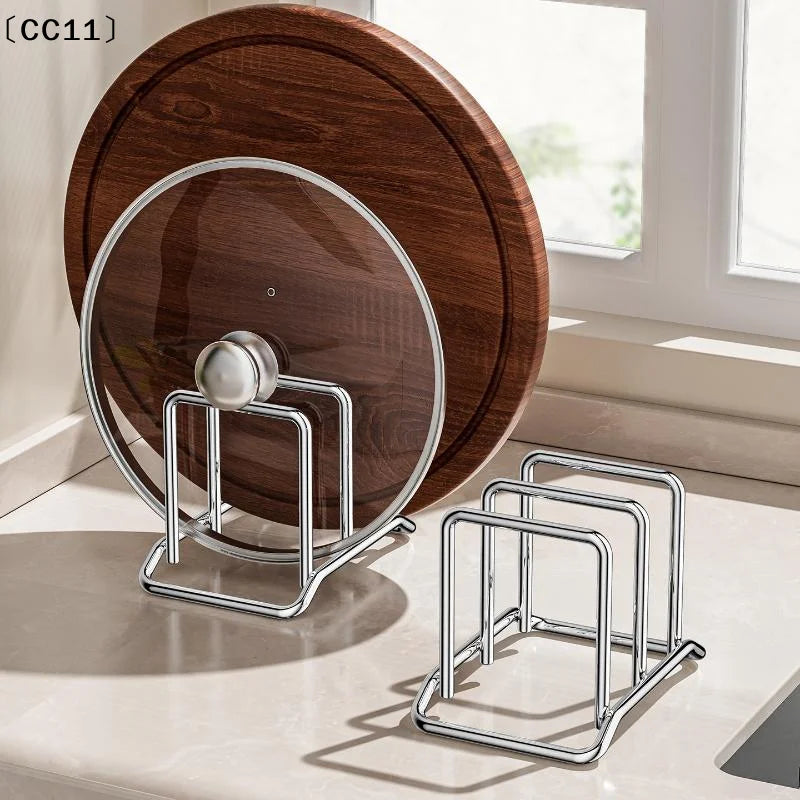 Stainless Steel Pot Lid Rack & Cutting Board Kitchen Organizer Kitchen Storage Rack Qme