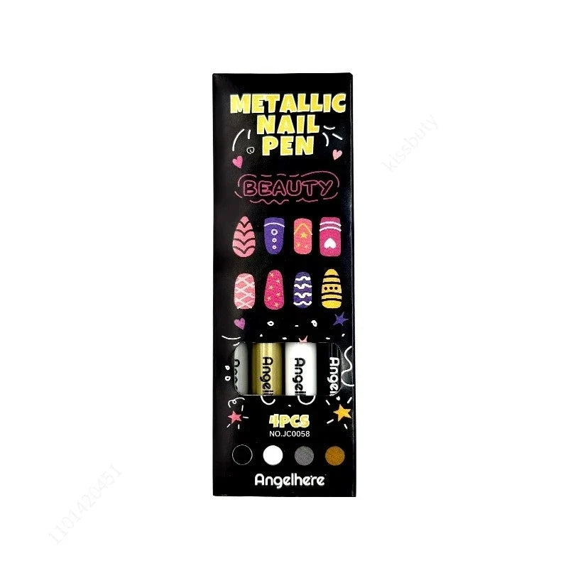 4-Color Metal Nail Art Graffiti Marker Pens – Waterproof DIY Nail Art Marker Set Qme 4 colors