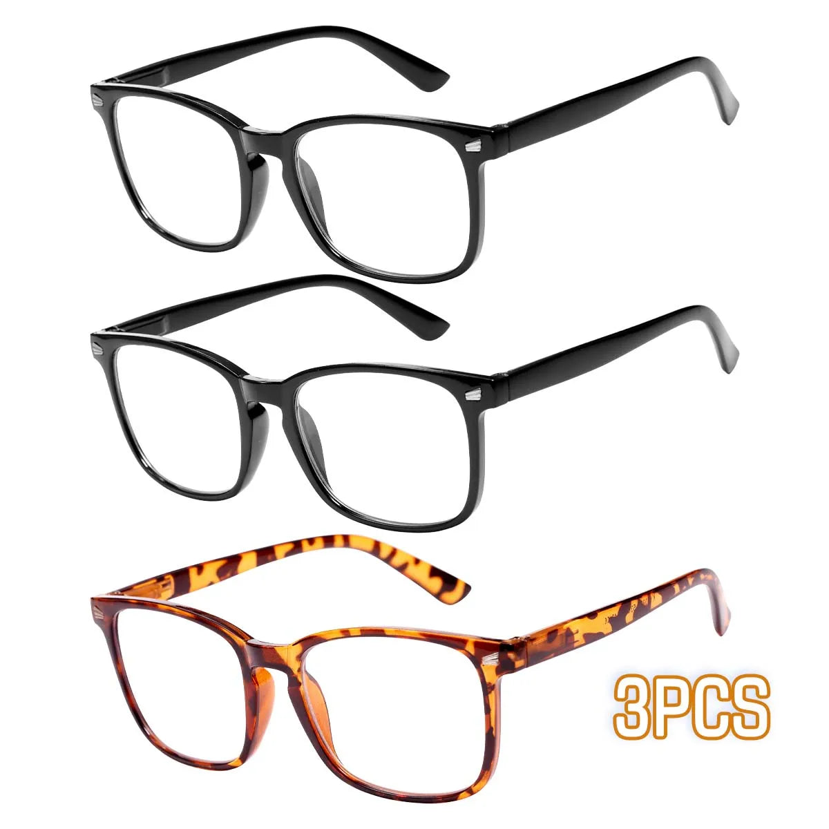 VOPHA Anti-Blue Light Reading Glasses – Unisex Acetate Readers Reading Glasses Qst 3PC-2Black Tort +250