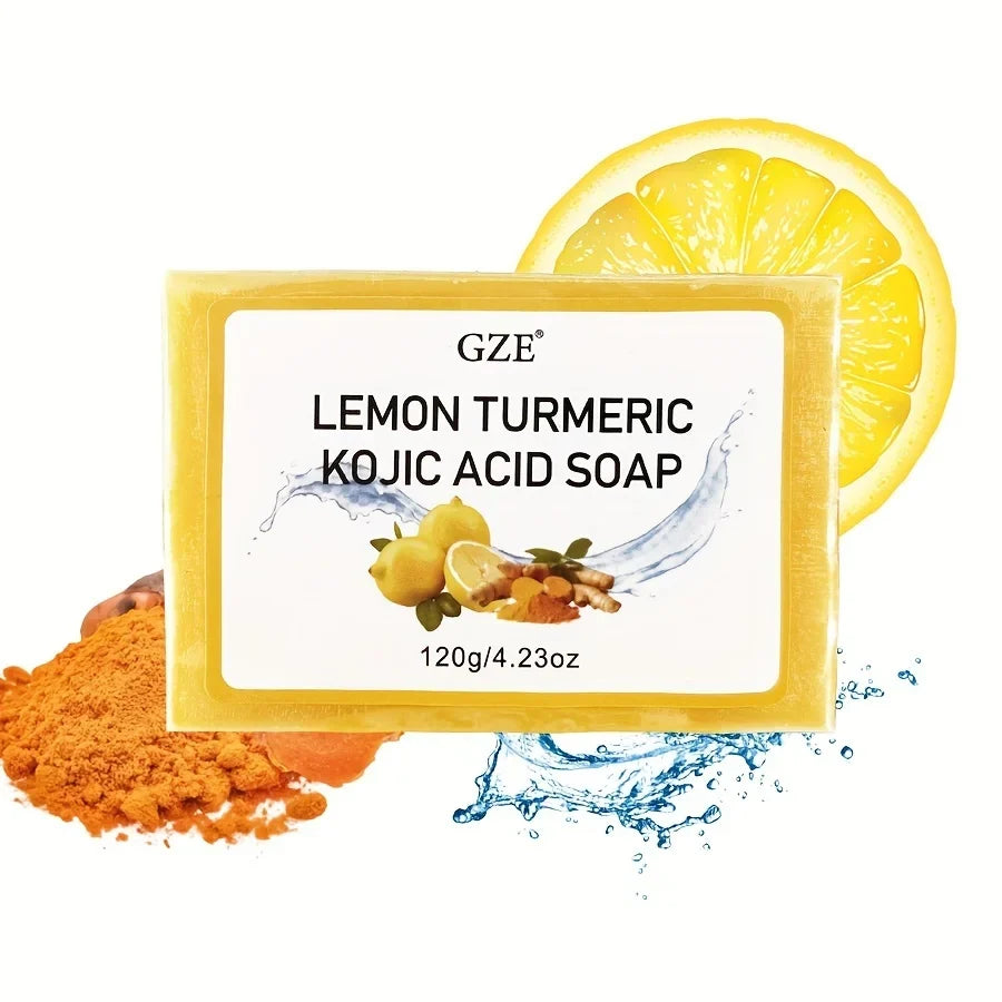 Lemon Turmeric Kojic Acid Soap with Shea Butter | GZE Brightening Bar Soap Qme