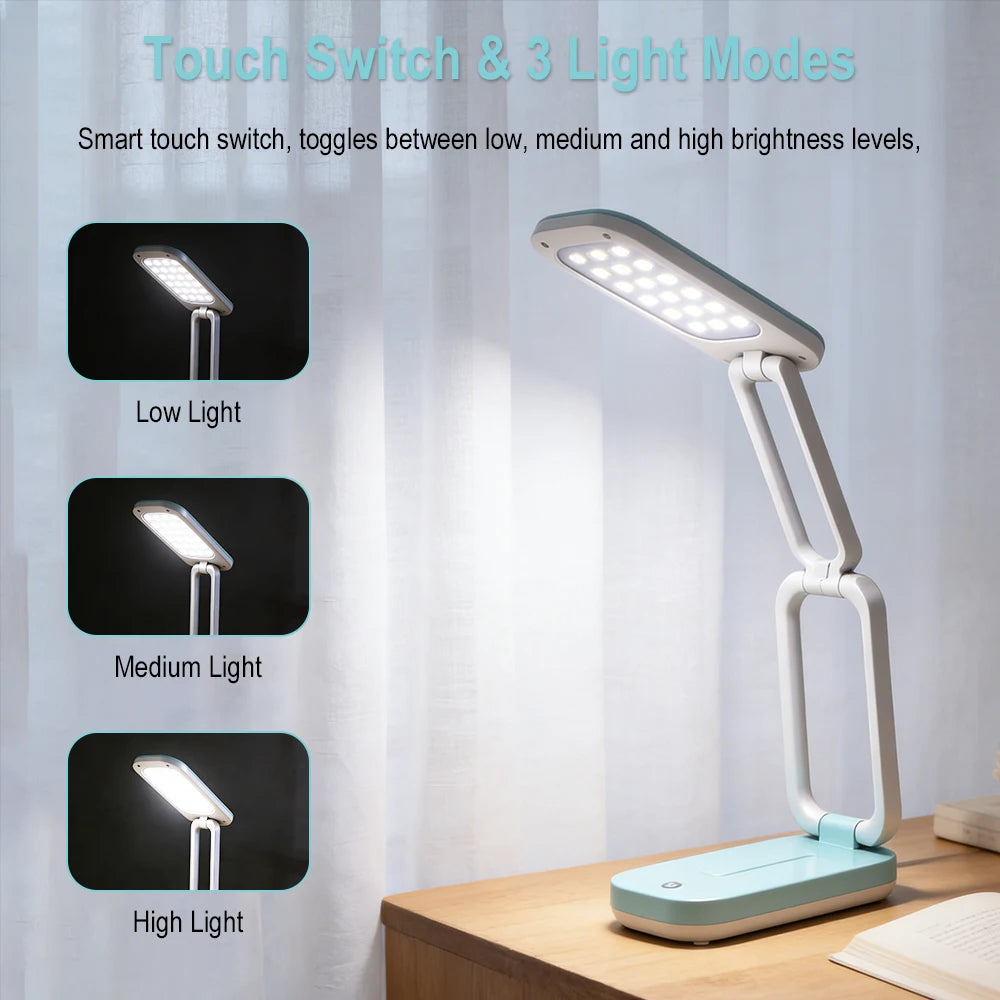 Solar Foldable LED Desk Lamp | USB Charging, 3 Brightness Modes LED Desk Lamp Qst
