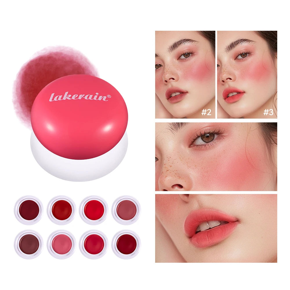 Lakerain 2-in-1 Lip & Cheek Pudding Pot Soft Matte Blush Lip & Cheek Blush Qst