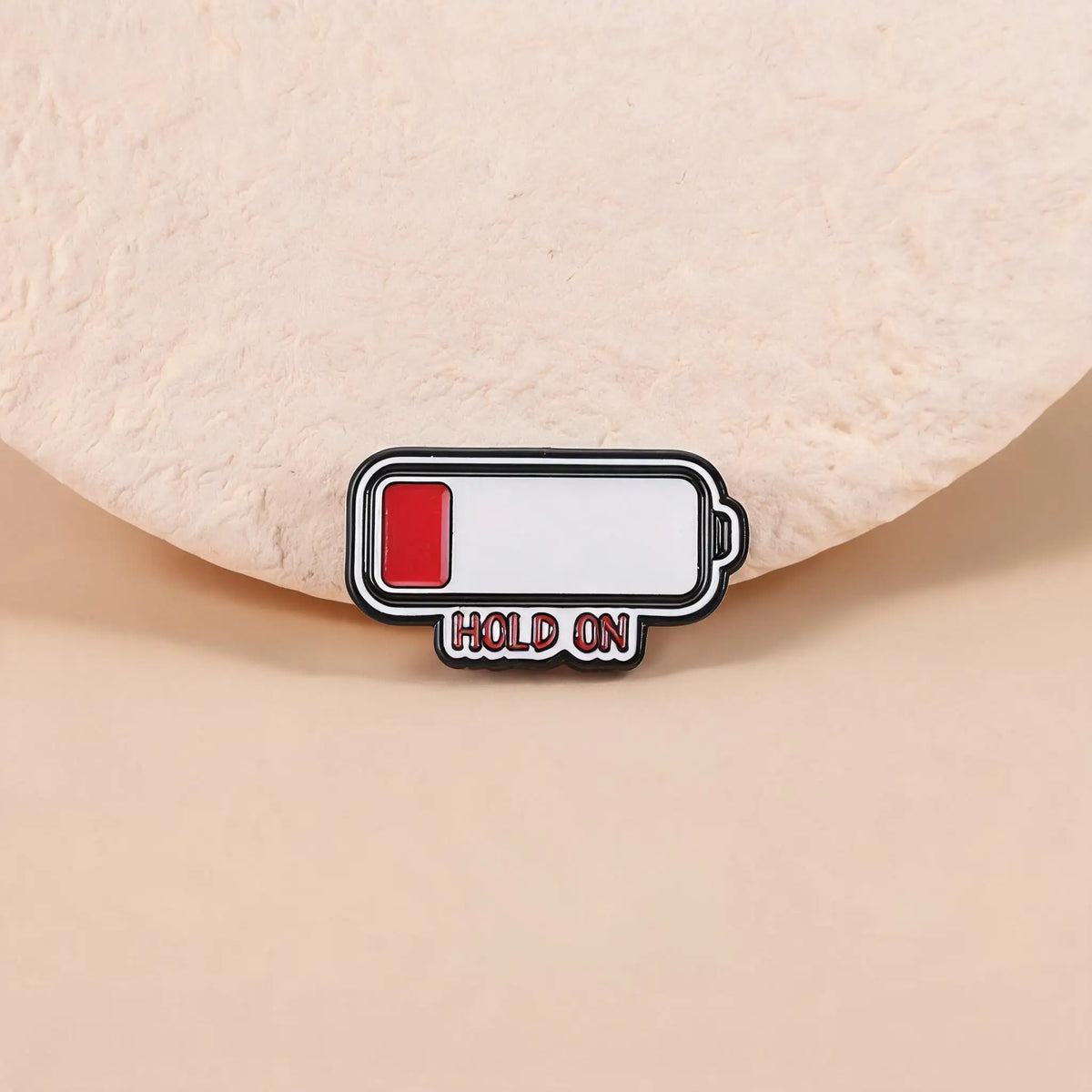 Low Battery Enamel Pin – Cute Minimalist Cartoon Lapel Badge Enamel Lapel Pin Qme