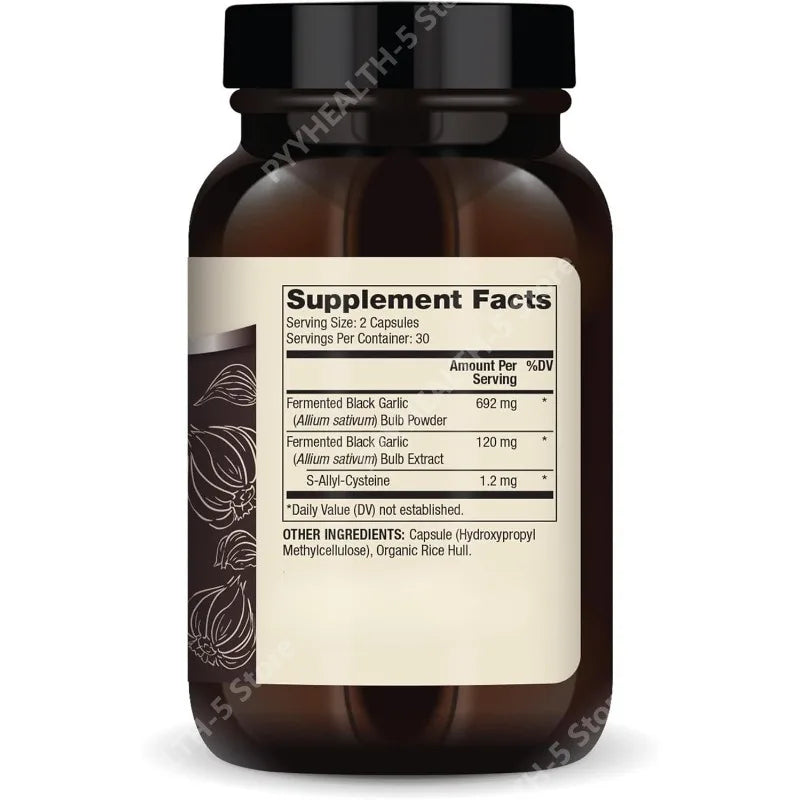 Fermented Black Garlic Supplement 60 Caps – S-Allyl-Cysteine Herbal Supplement Qst