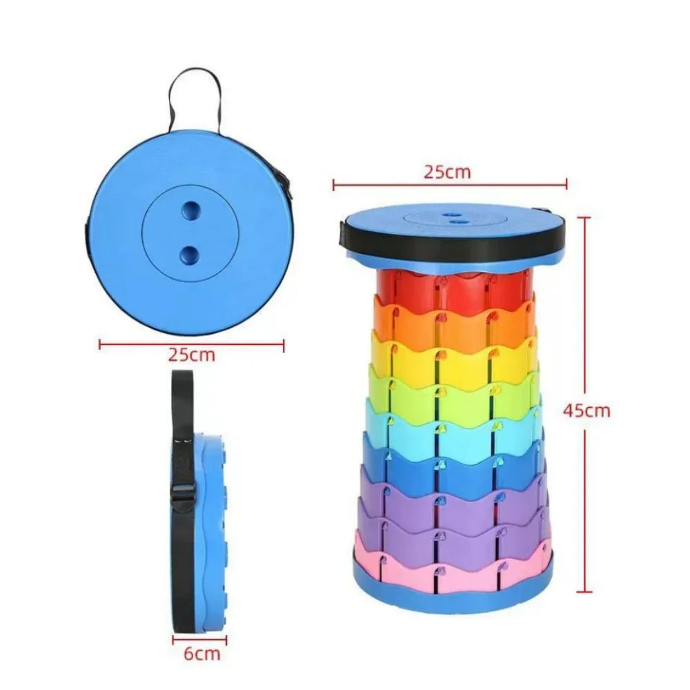 Portable Folding Stool – Lightweight Expandable Plastic Seat Folding Camping Stool Qme