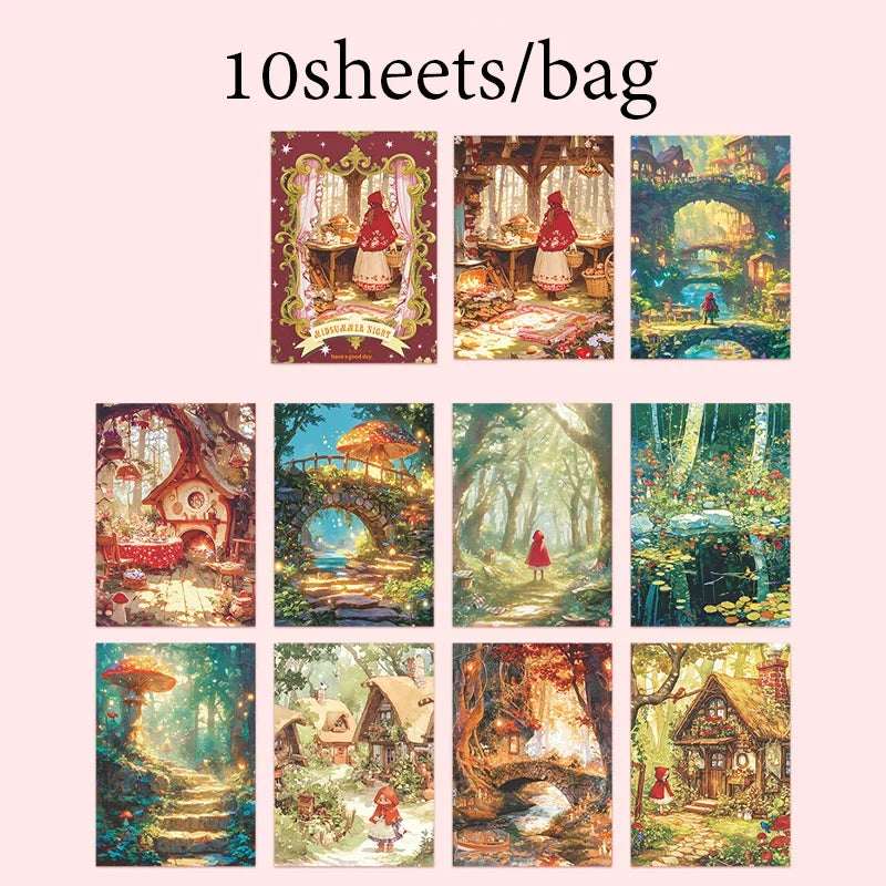 Dreamy Fairy Tale Background Stickers – 10 Sheets DIY Decor Decorative Stickers Qme 2