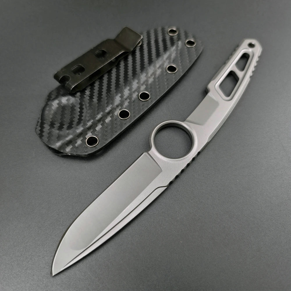 TRSKT AUS-10 Fixed Blade Camping Knife 62HRC + Kydex Sheath Fixed Blade Knife Qst