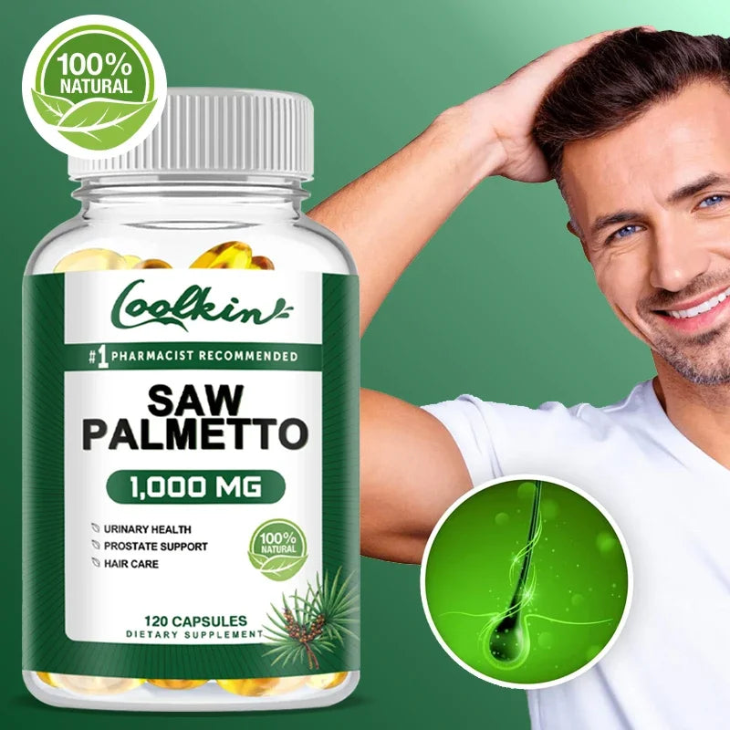 Coolkin Saw Palmetto 1000mg Capsules – Hair & Prostate Support Herbal Supplement Qst