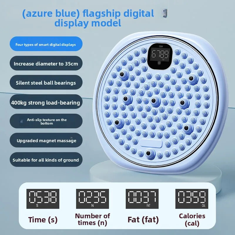 Magnetic Waist Twisting Disc with Foot Massage & Step Counter Waist Twisting Disc Qst Blue-Digital