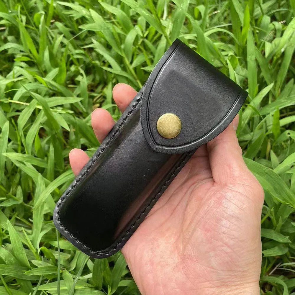 Hand-Carved Cowhide Leather Knife Sheath with Belt Buckle Leather Knife Sheath Qst