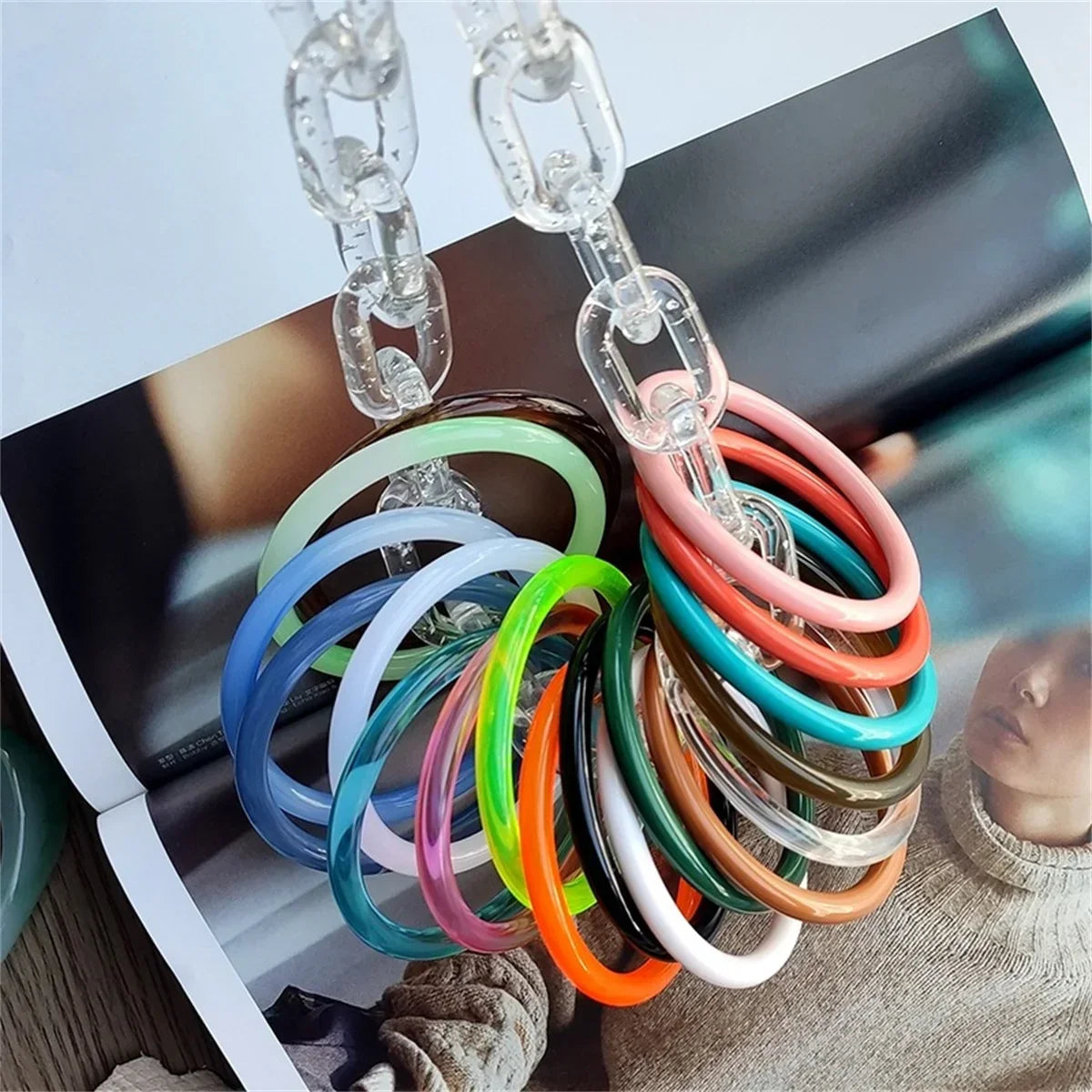 Y2K Thin Acrylic Bangle Bracelet – Women's Hip Hop Style Bangle Bracelet Qme