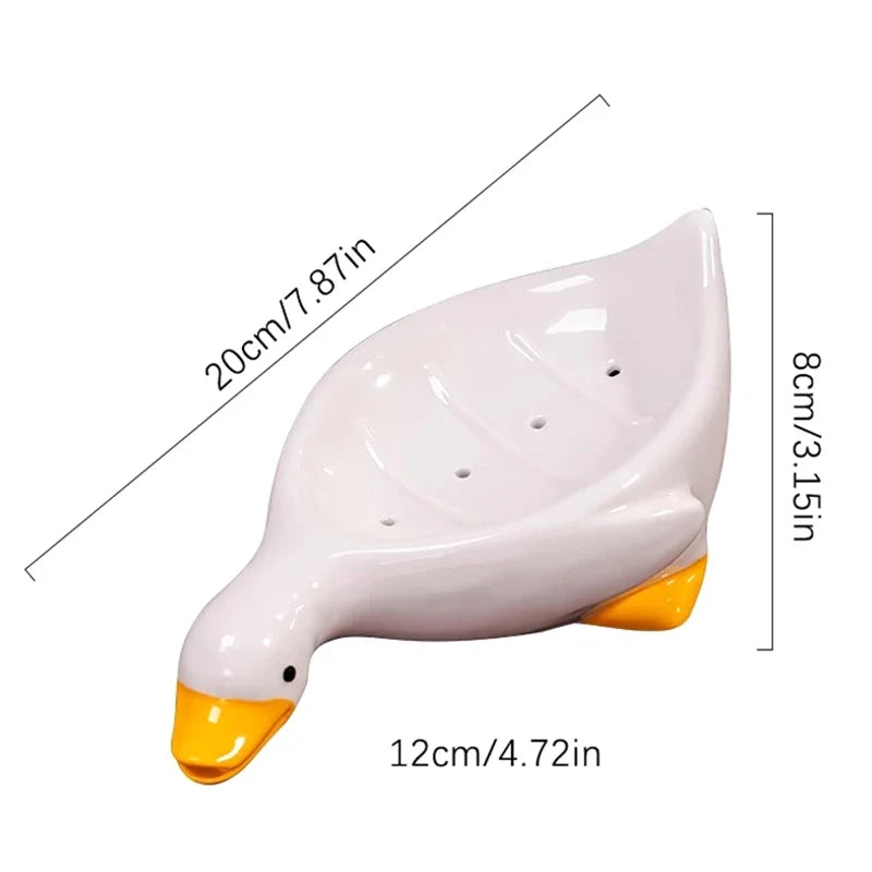 Yellow Duck Soap Dish | Drainable Cartoon Soap Holder Soap Dish Qme A1 White