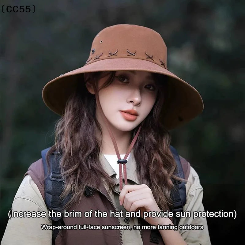 Breathable Cotton Cowboy Hat – Wide Brim Adjustable Sun Cap Wide Brim Hat Qst