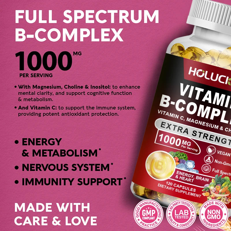 HOLUCKS Organic Vitamin B-Complex with Magnesium & Biotin Vitamin Supplement Qst