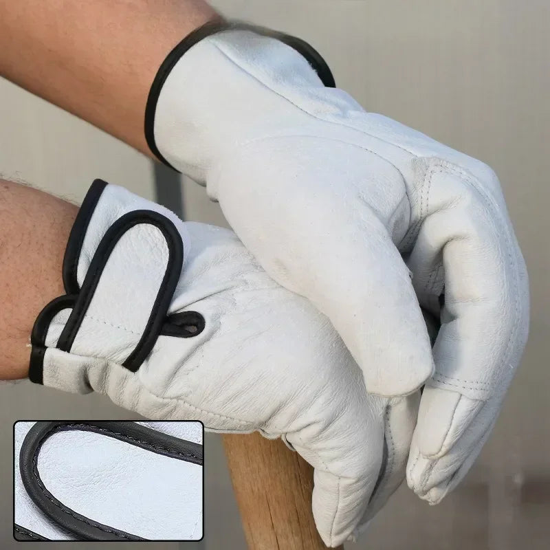 Sheepskin Leather Work Gloves – Welding, Garden & Safety Leather Work Gloves Qme