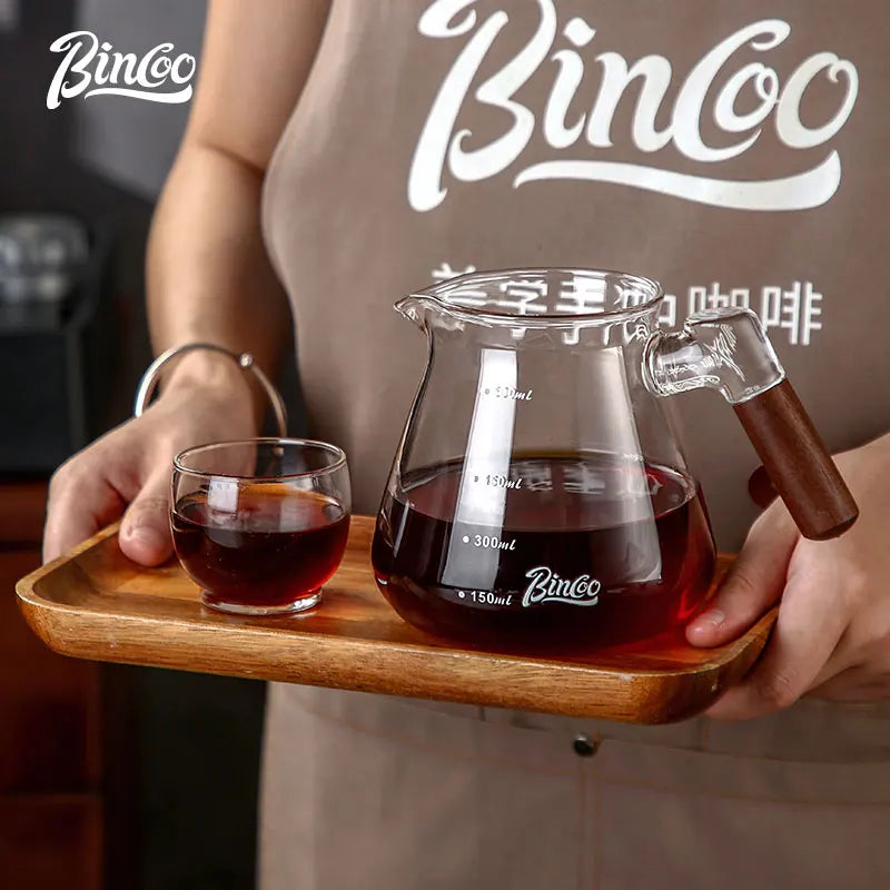 Bincoo 450ml/600ml Graduated Glass Coffee Sharing Pot | Pour Over Glass Coffee Server Qst