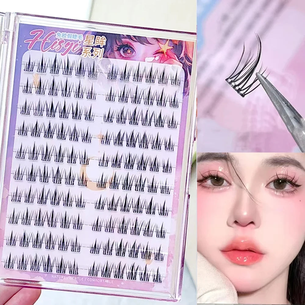 HISYI Glue-Free Segmented False Eyelashes – Star Eye Series False Eyelash Extensions Qme Glue-free sunflowers