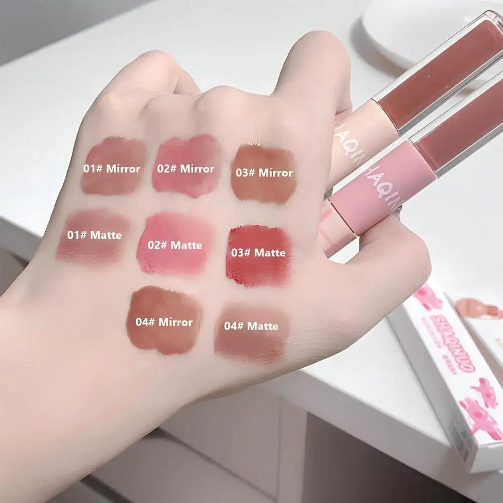 Double-Ended Lip Glaze – Matte & Mirror Water-Gloss | Qme Lip Glaze Qme
