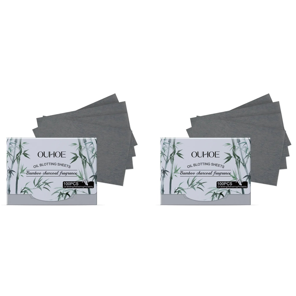 Bamboo Charcoal Oil Blotting Sheets – Matte Face, 100 Pcs Oil Blotting Sheets Qme 2 x 100pcs Boxed