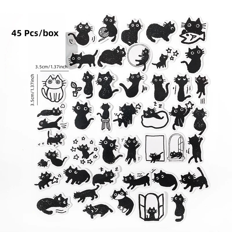 Cute Cat Box-Packed Stickers – DIY Journal & Craft Kit Decorative Sticker Set Qme As shown