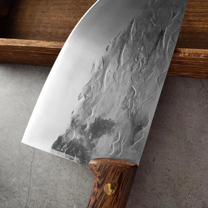 Forged Stainless Steel Cleaver Knife – Wood Handle Chopper Kitchen Cleaver Knife Qst