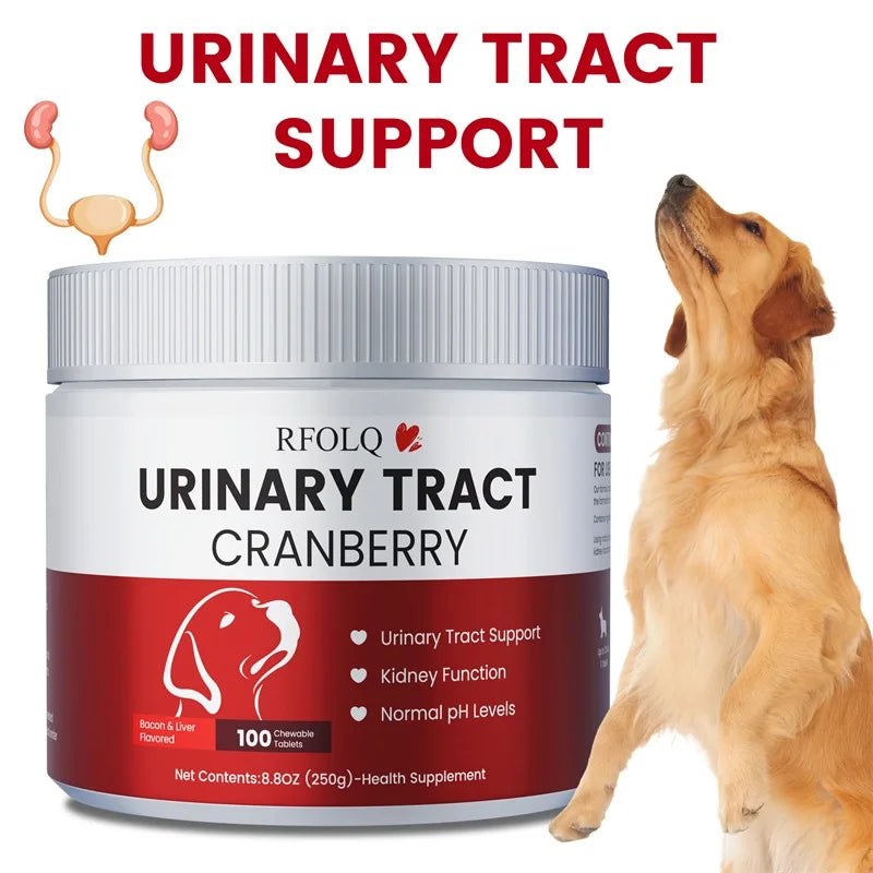 Cranberry Chewable Tablets for Dogs – Urinary & Bladder Support Dog Supplement Qst
