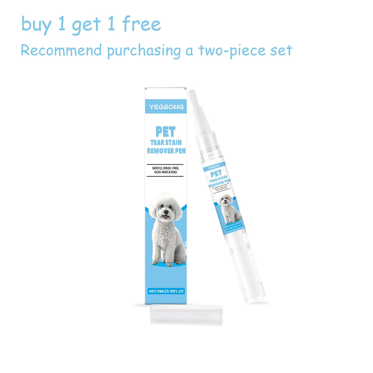 Yegbong Pet Tear Stain Removal Pen for Cats & Dogs Pet Eye Cleaner Qme 2 set