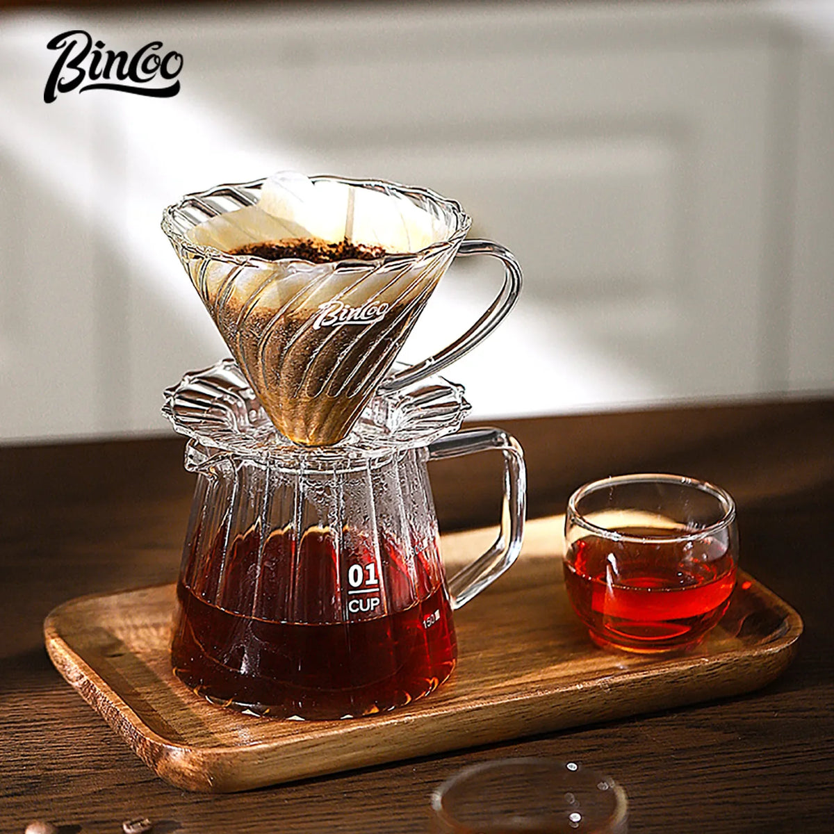 Bincoo Glass Pour-Over Coffee Set – Dripper & Sharing Pot Pour Over Coffee Set Qst