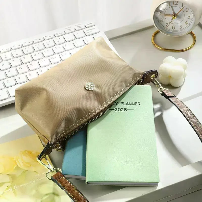 A6 2026 Daily Planner – Morandi Leather Cover, 128 Pages Daily Planner Qme