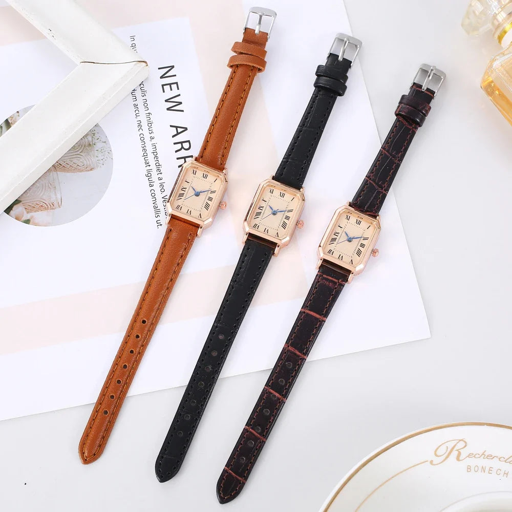 Women's Retro Roman Numeral Square Watch – Blue Hands Women's Fashion Watch Qme