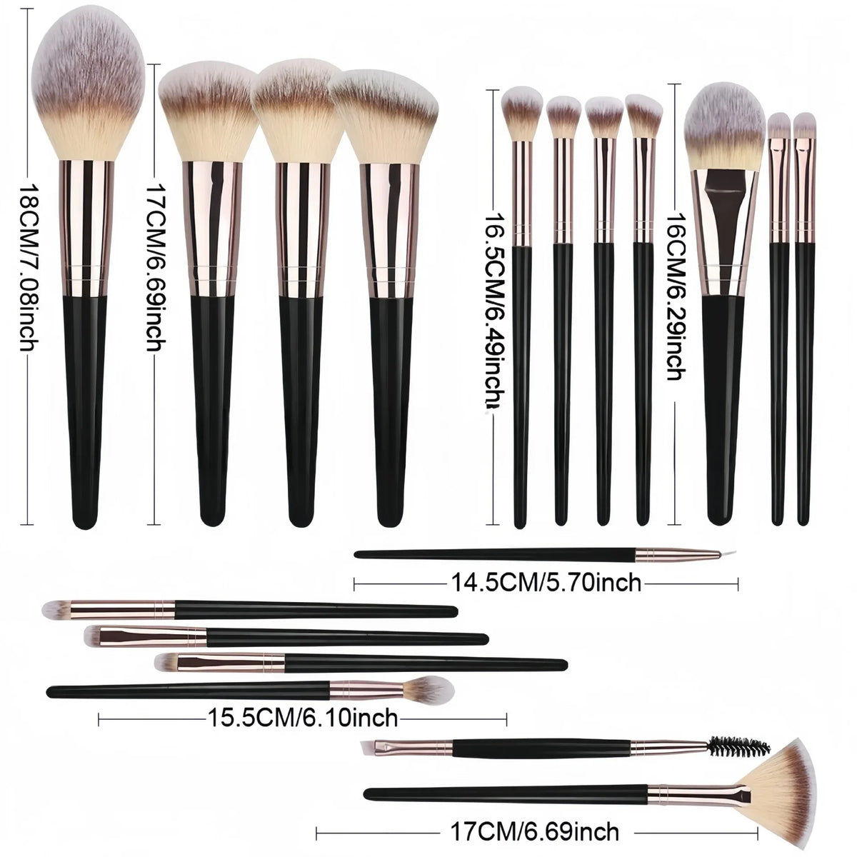 Professional 3-Piece Makeup Brush Set – Eyeshadow, Foundation & Concealer Makeup Brush Set Qme