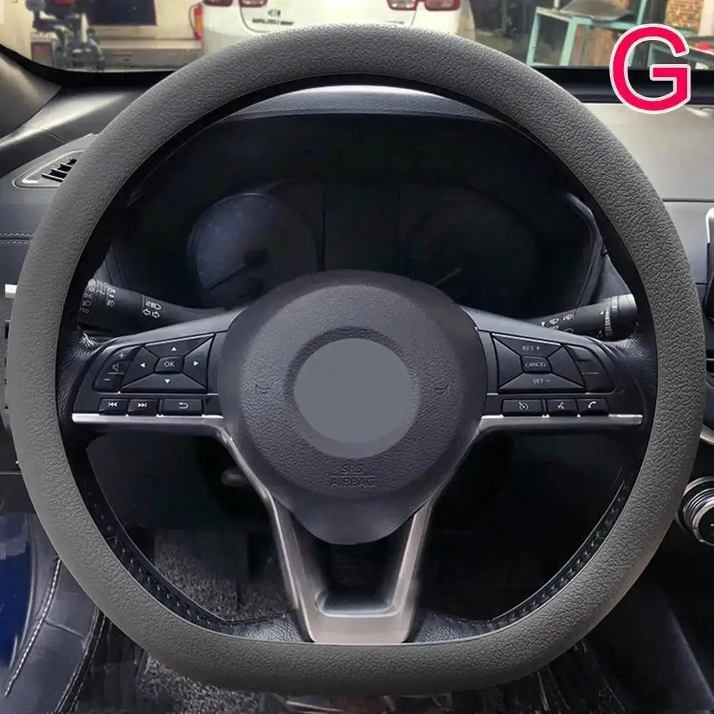 Silicone Steering Wheel Cover – Non-Slip & Sweat-Absorbent Steering Wheel Cover Qme GRAY