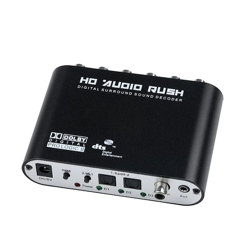 DTS AC3 Digital to Analog Audio Converter 5.1 Channel Decoder Audio Decoder Converter Qme