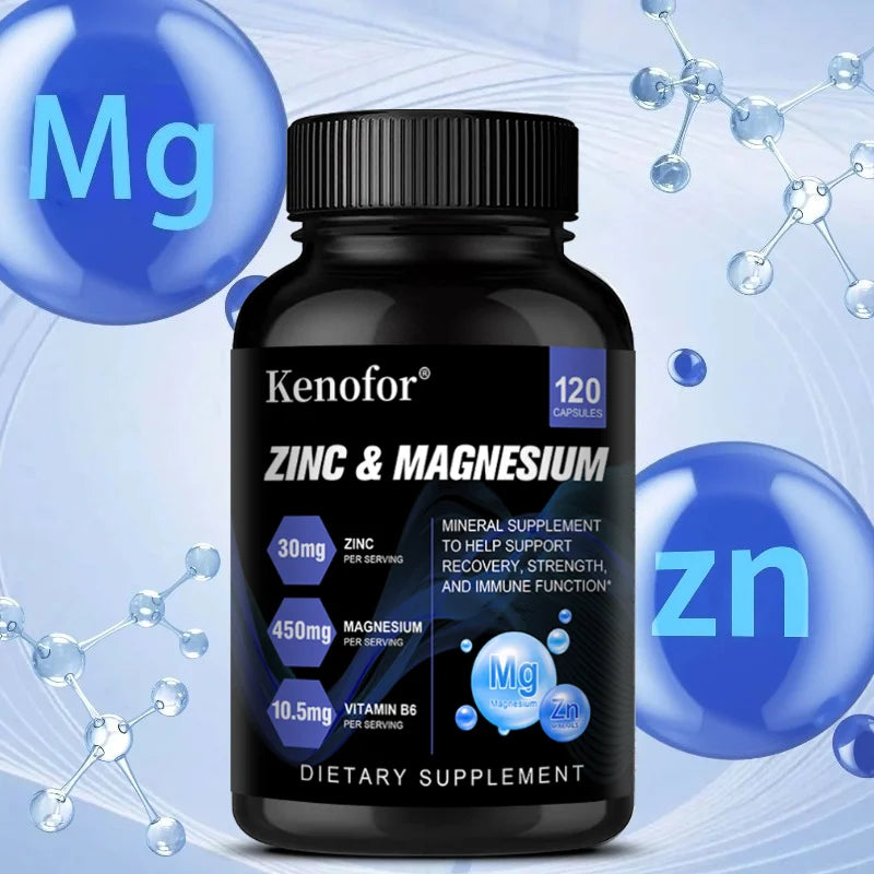 Magnesium Zinc Vitamin B6 Capsules + Black Pepper Extract Vitamin Supplement Qst