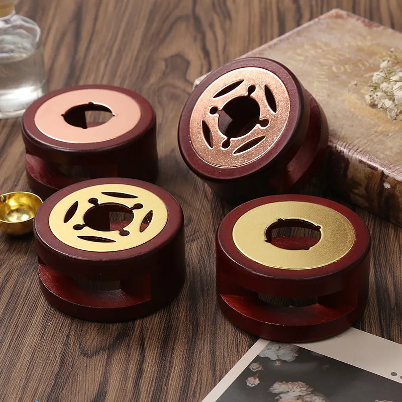 Retro Solid Wood Sealing Wax Burner Melting Pot & Spoon Wax Seal Burner Set Qme