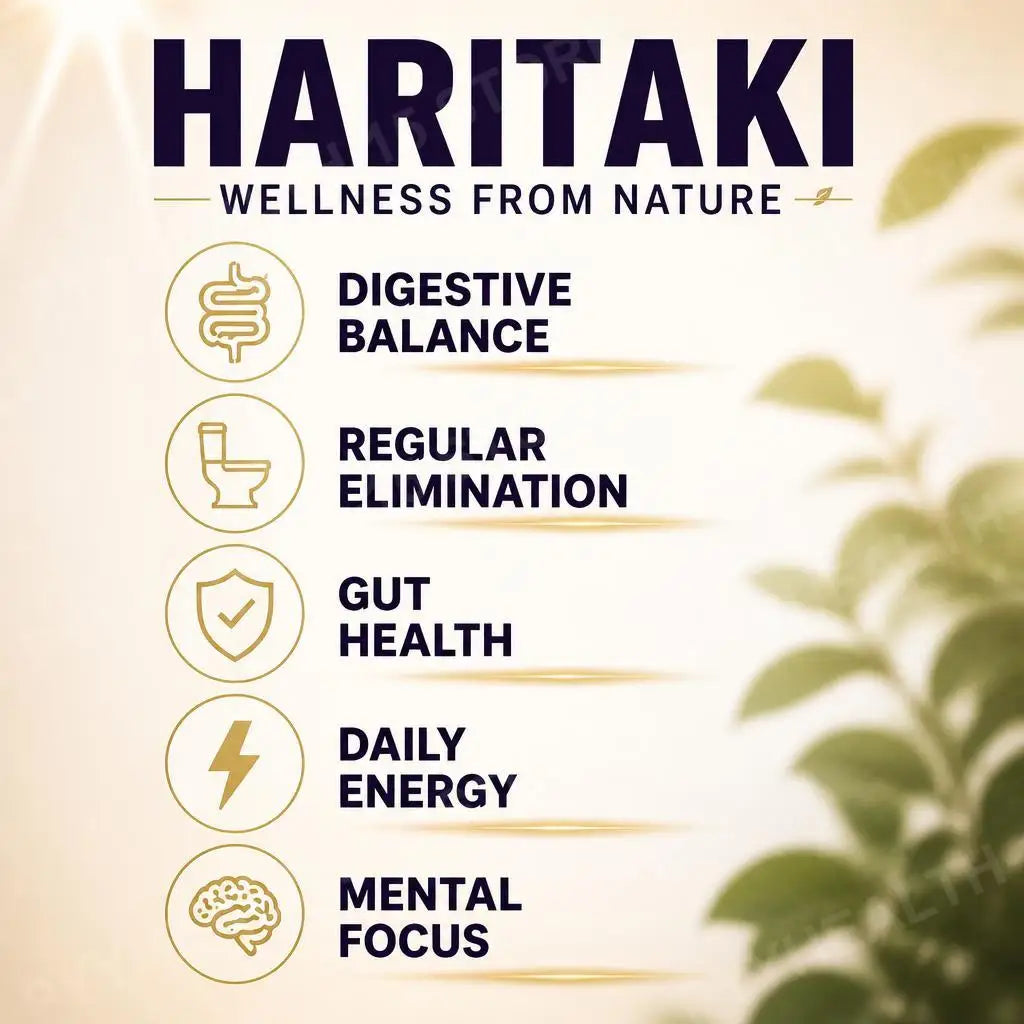 Haritaki Fruit Powder Capsules – Gut Health & Focus | 60 Caps Herbal Supplement Qst
