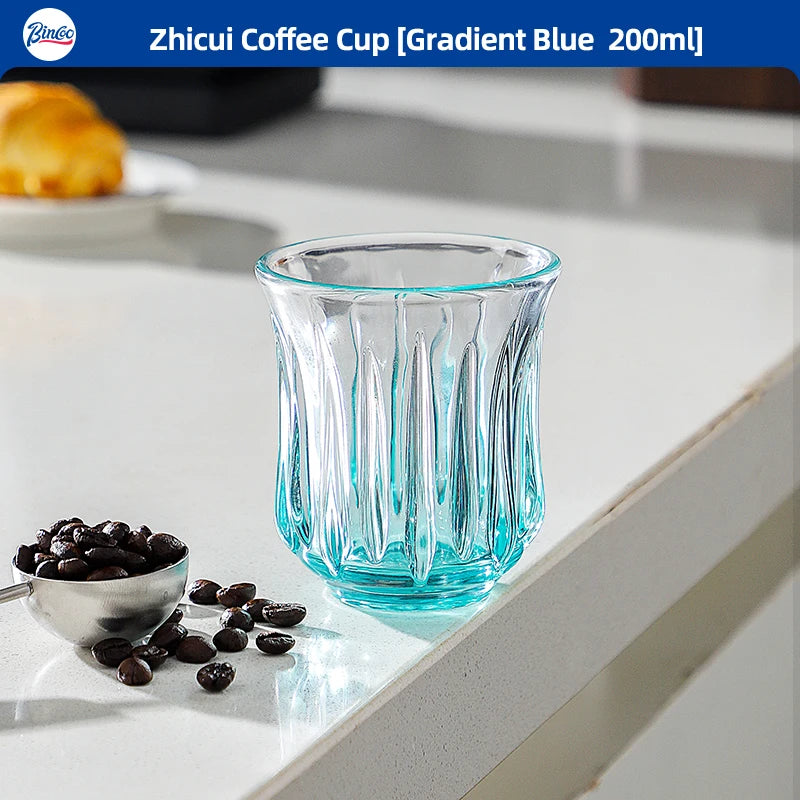 Bincoo Retro Glass Coffee Cup – Espresso Latte 90–400ml Glass Coffee Cup Qst Gradient Blue 200ml