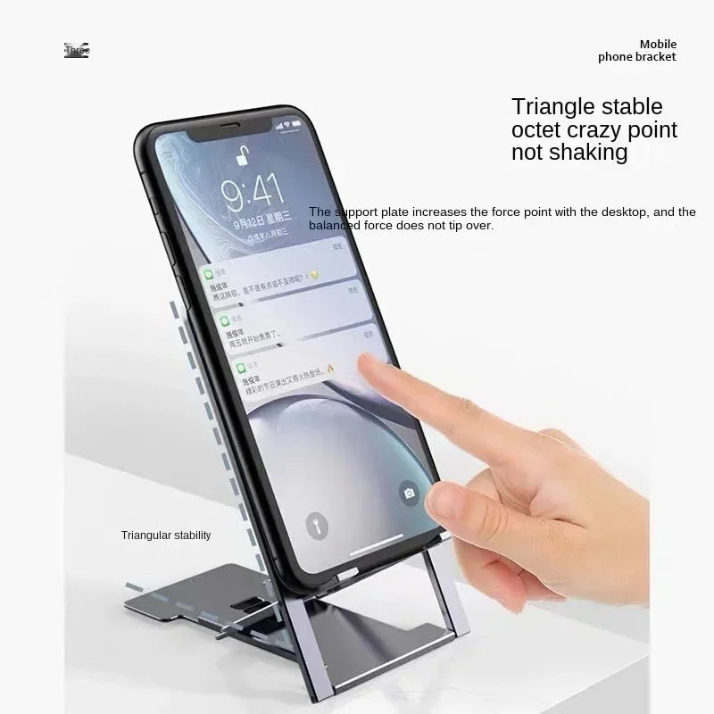 Universal Metal Phone & Tablet Desktop Stand – Adjustable & Foldable Phone & Tablet Stand Qme