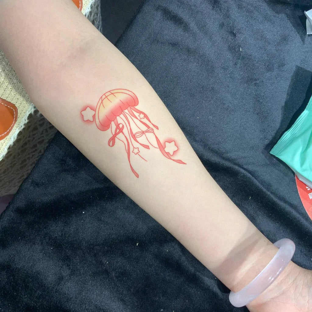 Minimalist Jellyfish Temporary Tattoo Sticker | Waterproof Temporary Tattoo Sticker Qme