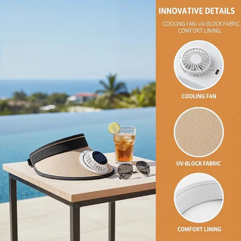 Solar Cooling Fan Hat – Sun Visor Fishing Peaked Cap Solar Fan Cap Qme