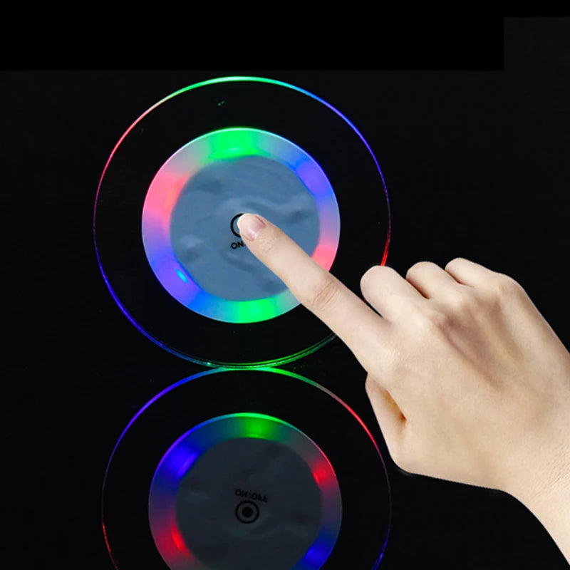 LED Glow Coaster – Colorful Acrylic USB Rechargeable Cup Mat LED Drink Coaster Qst