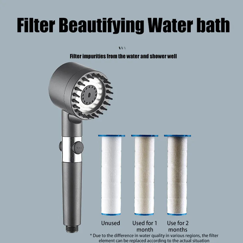 3-Mode Filtered Showerhead – Massage & One-Click Water Stop Filtered Showerhead Qst