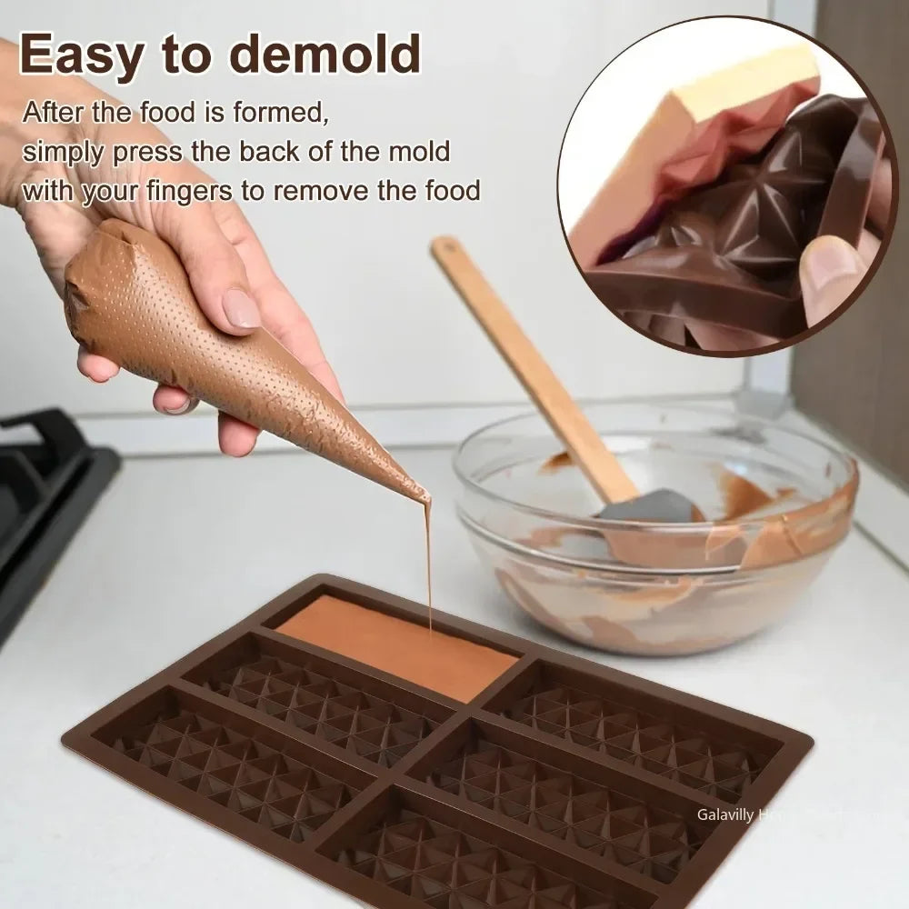 6-Hole Silicone Chocolate Bar Mold – Knafeh & Pistachio Silicone Baking Mold Qme